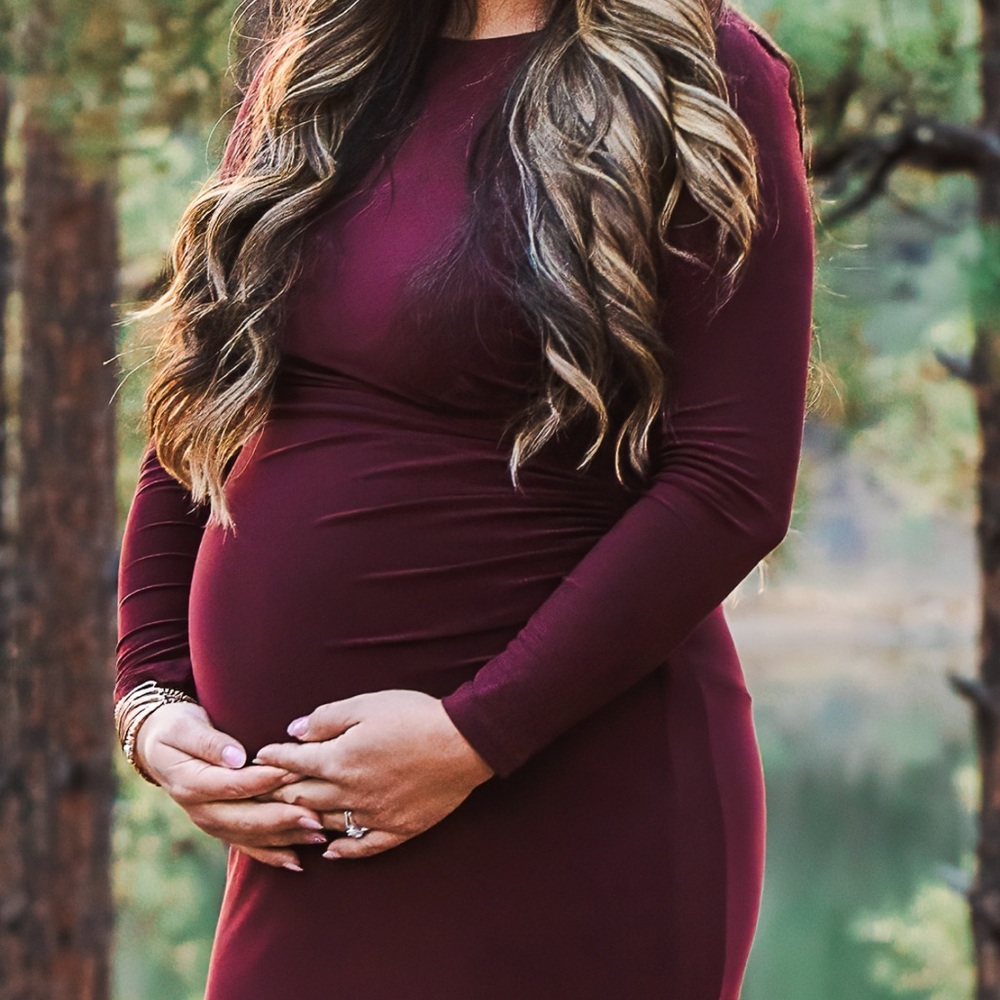 Adrianna Papell Gown Burgundy - Maternity Dress - Picture 5 of 6